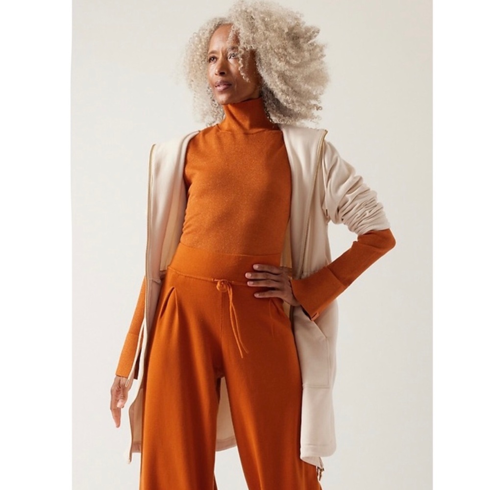 NWT Athleta Keys Inner Strength Merino Wool Bodysuit in Orange